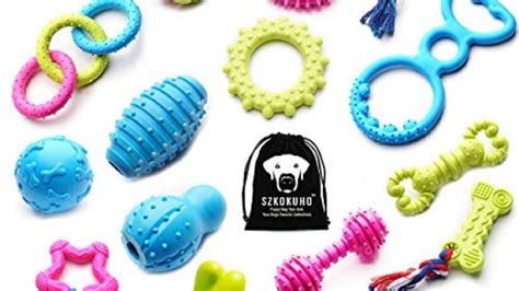 Szkokuho 17 Packs Durable Pet Puppy Dog Chew Toys Set Puppy Teething