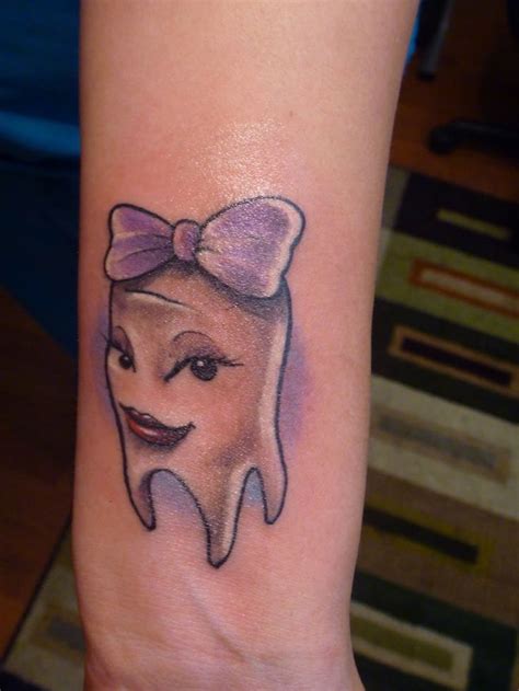 Girlie Teeth Tooth Tattoo Dental Hygenist Dental Art