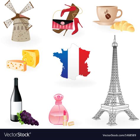 Collection Icons Of Symbols Of France Royalty Free Vector