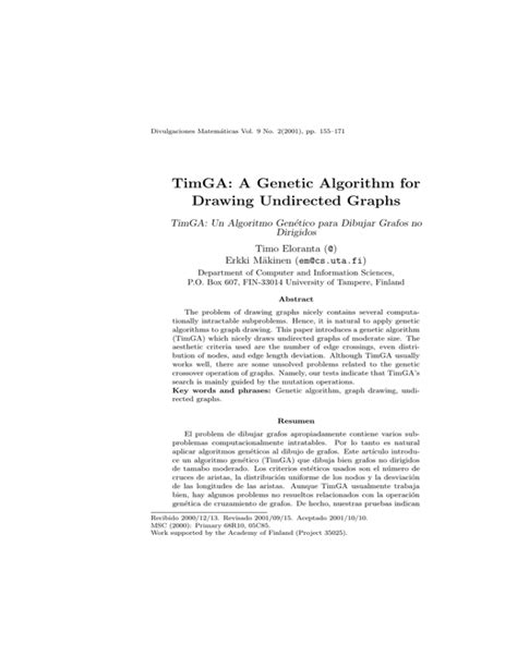 Timga A Genetic Algorithm For Drawing Undirected Graphs