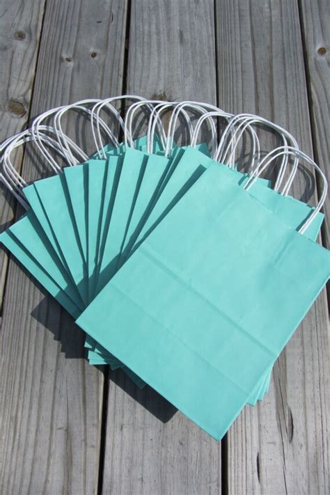 50 Pack Turquoise Gift Bags With Handle 8x4x10 Etsy