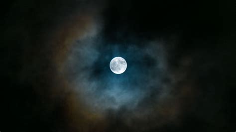 Download Wallpaper 1280x720 Full Moon Clouds Night Dark Overcast Hd