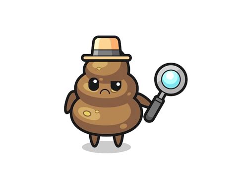Premium Vector The Mascot Of Cute Poop As A Detective Cute Style