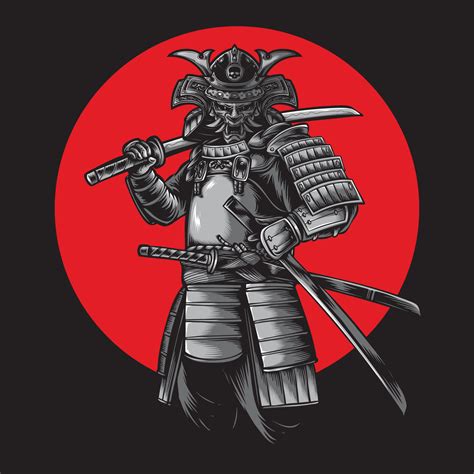 Japanese Samurai Warrior Vector Illustration 5131249 Vector Art At Vecteezy