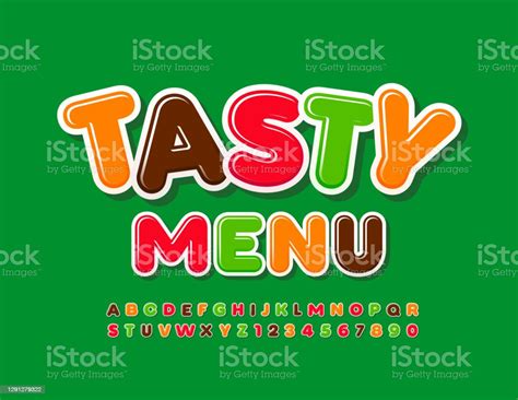 Vector Logo Tasty Menu For Cafe Restaurant Bistro Bright Alphabet