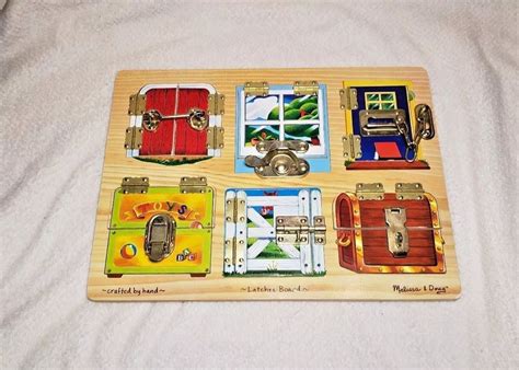 Melissa And Doug 6 Latches Wooden Activity Puzzle Toy Board 383 Age 3
