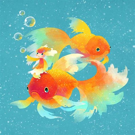 Goldfish By Minayuyu Goldfish Art Illustrations Goldfish Art Goldfish