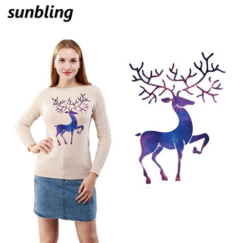 Sunbling Patches Gradient Color Deer Christmas 3d Printed Patches