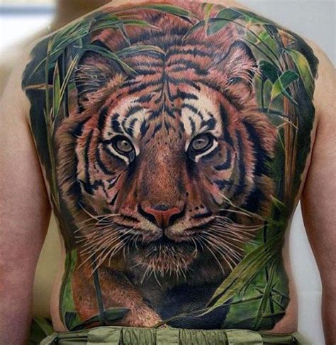 Mens Full Back Cool Realistic Tiger Tattoo Tiger Tattoo Design