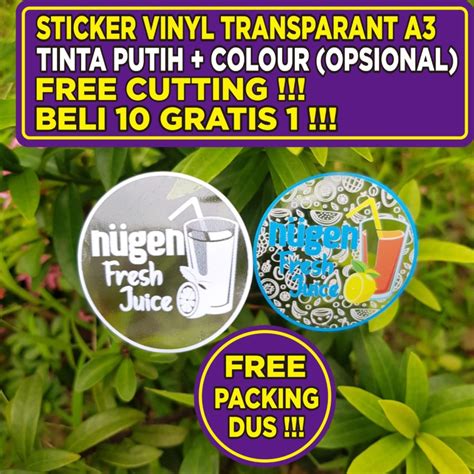 Jual Cetak Print Stiker Sticker Label Vinyl Transparan A White Ink Tinta Putih Cutting Kiss