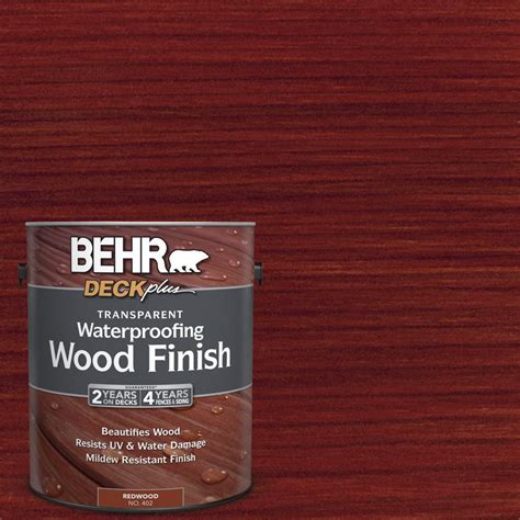 Behr Deckplus 1 Gal Redwood Transparent Waterproofing Exterior Wood
