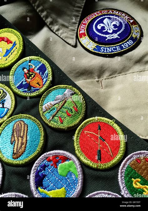 Merit Badge Sash Boy Scouts Of America Usa Stock Photo Alamy