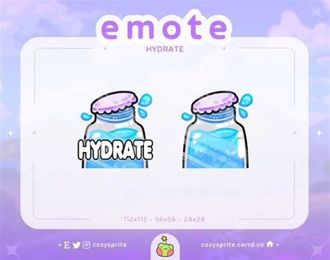 Hydrate Emote Drink Water Emotes For Streaming Cute Etsy Canada
