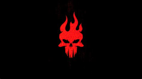 Download Wallpaper 1366x768 Red Skull Minimal Light Logo Tablet