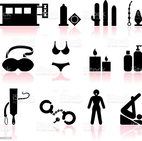 Sex Shop Black And White Royalty Free Vector Icon Set Stock