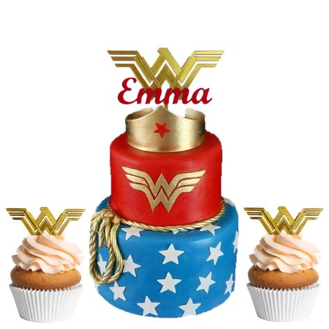 Wonder Woman Symbol Cake And Cupcake Doz Topper Combo D Wade