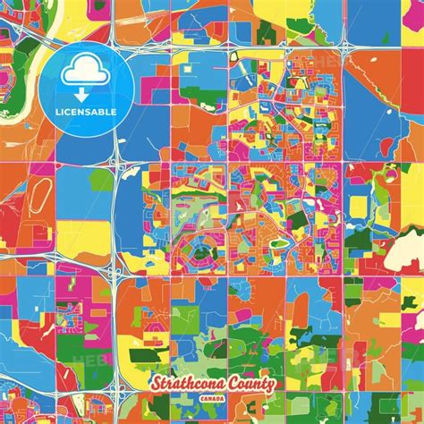 Strathcona County Alberta Canada Crazy Colorful Map Print Template