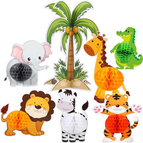 Buy Blulu 7 Pieces Jungle Animals Centerpieces Wild Animals Honeycomb