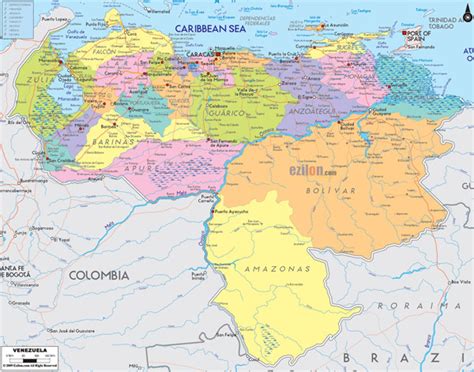 Large Detailed Administrative Map Of Venezuela Venezuela Large