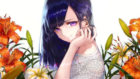 Anime Girl Purple Hair Purple Eyes