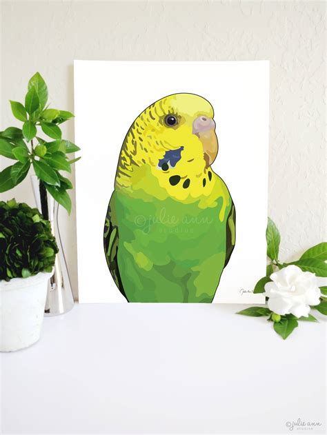 Parkiet Art Print Groen Budgie Print Budgie Decor Parrot Etsy