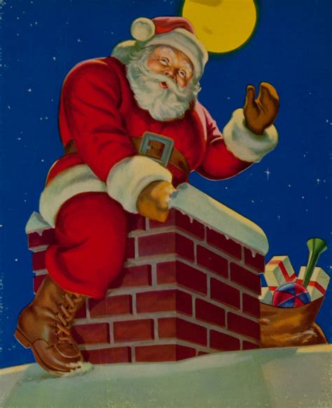 Santa Coming Down The Chimney David Pollack Vintage Posters