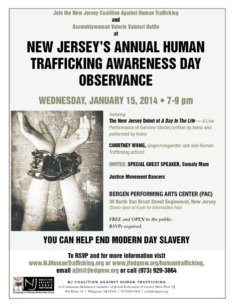 New Jerseys Annual Human Trafficking Awareness Day Observance