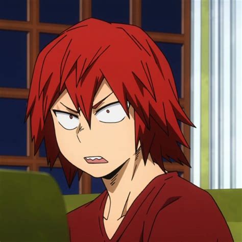 An Anime Character With Red Hair Staring At Something In Front Of Him And His Eyes Open