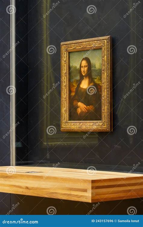 The Mona Lisa Original Painting On Display In The Louvre Museum The