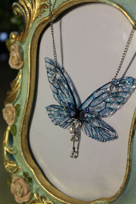 Necklace Fairy Wings Handmade Wire Jewelry Fairy Necklace Crystal