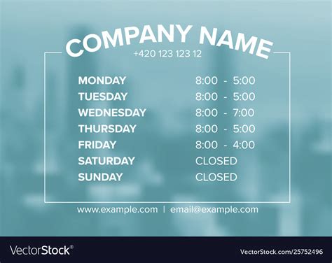 Shop Opening Time Hours Template Royalty Free Vector Image