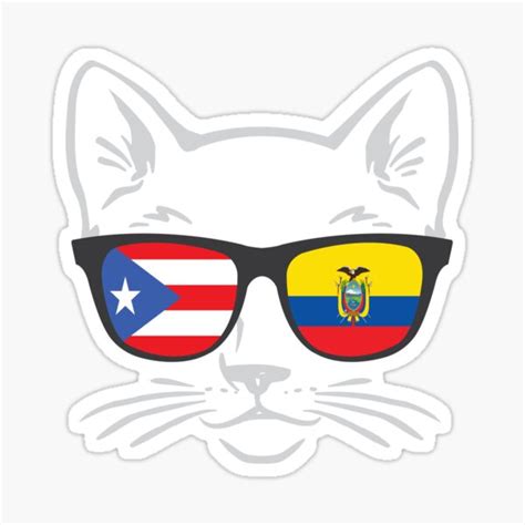 puerto rican ecuadorian shirt half ecuadorian and half puerto rican flag cat with sunglasses