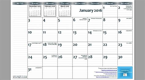 11x17 Monthly Calendar Printable