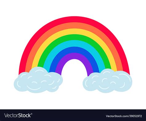 Rainbow On Clouds Rainbows Arch Cloud Ends Vector Image