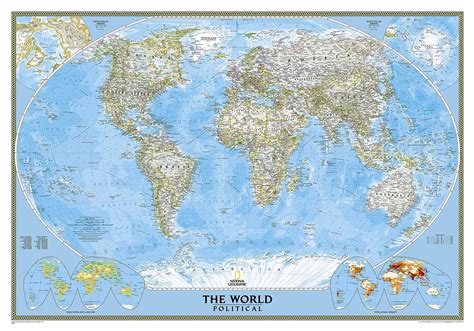 Themapstore National Geographic World Wall Map Blue Ocean
