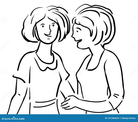 Female Friends Or Two Women Communicating Talking And Laughing Vector