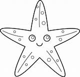 Starfish Line Clip Cute Coloring Outline Sweetclipart sketch template