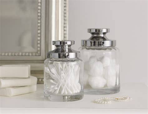 Cotton wool jar | ridged glass tall jar. Keep cotton wool pads, buds & removers clean and tidy in ...