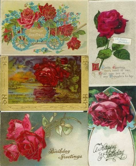 Vintage Lot Of Postcards With Red Roses On Them 1911 1920 Birthday