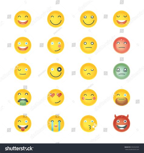 Vektor Stok Emoticons Collection Set Emoji Different Emoticons Tanpa
