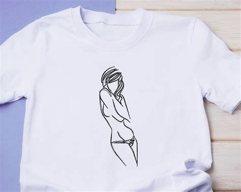 Naked Woman Machine Embroidery Designs Female Line Art Etsy