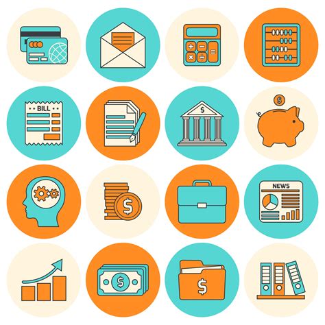 Accounting Icons Set Flat Line 444028 Vector Art At Vecteezy