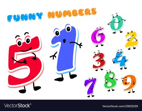 Set Of Funny Cartoon Numbers Characters Kids Vector Image