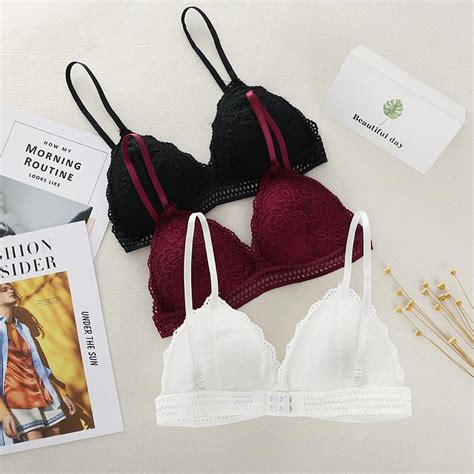 Buy French Style Bralette Seamless Deep V Lace Girl Bra Wireless Thin Sexy Lingerie Soft Bras At