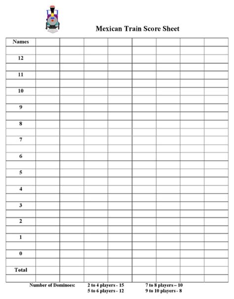 Download Mexican Train Score Sheet 2 For Free Formtemplate