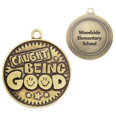 Caught Being Good Gold Academic Medallion Personalized Positive