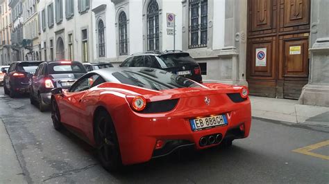 Ferrari 458 Italia Very Loud Sound Acceleration In Milan Youtube