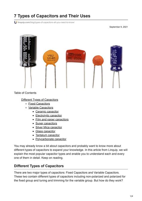 Solution Capacitors Types And Their Uses Academic Class Notes Studypool
