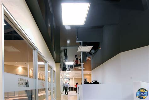 Black High Gloss Stretched Ceiling Has The Most Mirror Like Quality For