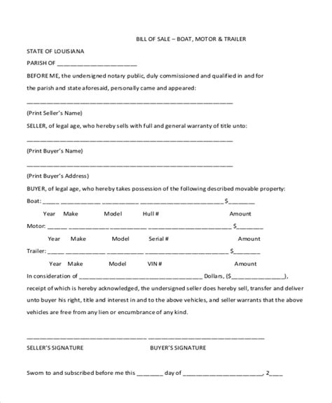 5 Free Boat Bill Of Sale Form Templates Word Excel Free Tennessee